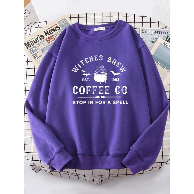 Witches Make Coffee Cute Letter Print Hip Hop Hoodie