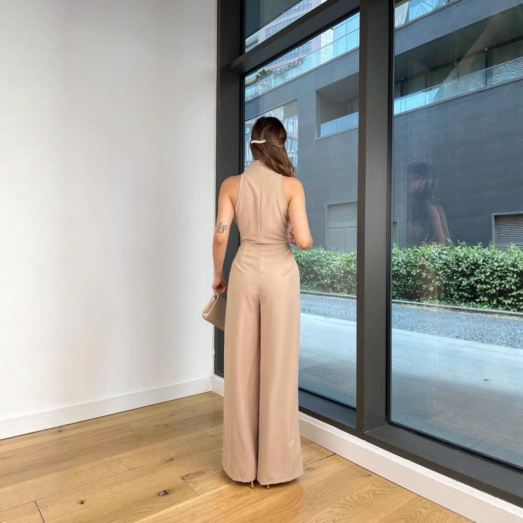Sleeveless Waist-Cinching Lace-Up Sexy Jumpsuit