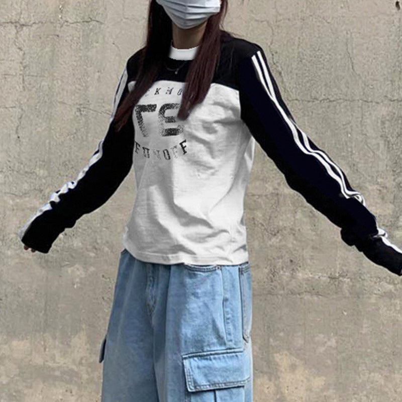 Chic Colorblock Striped Stand Collar Streetwear Sweatshirt