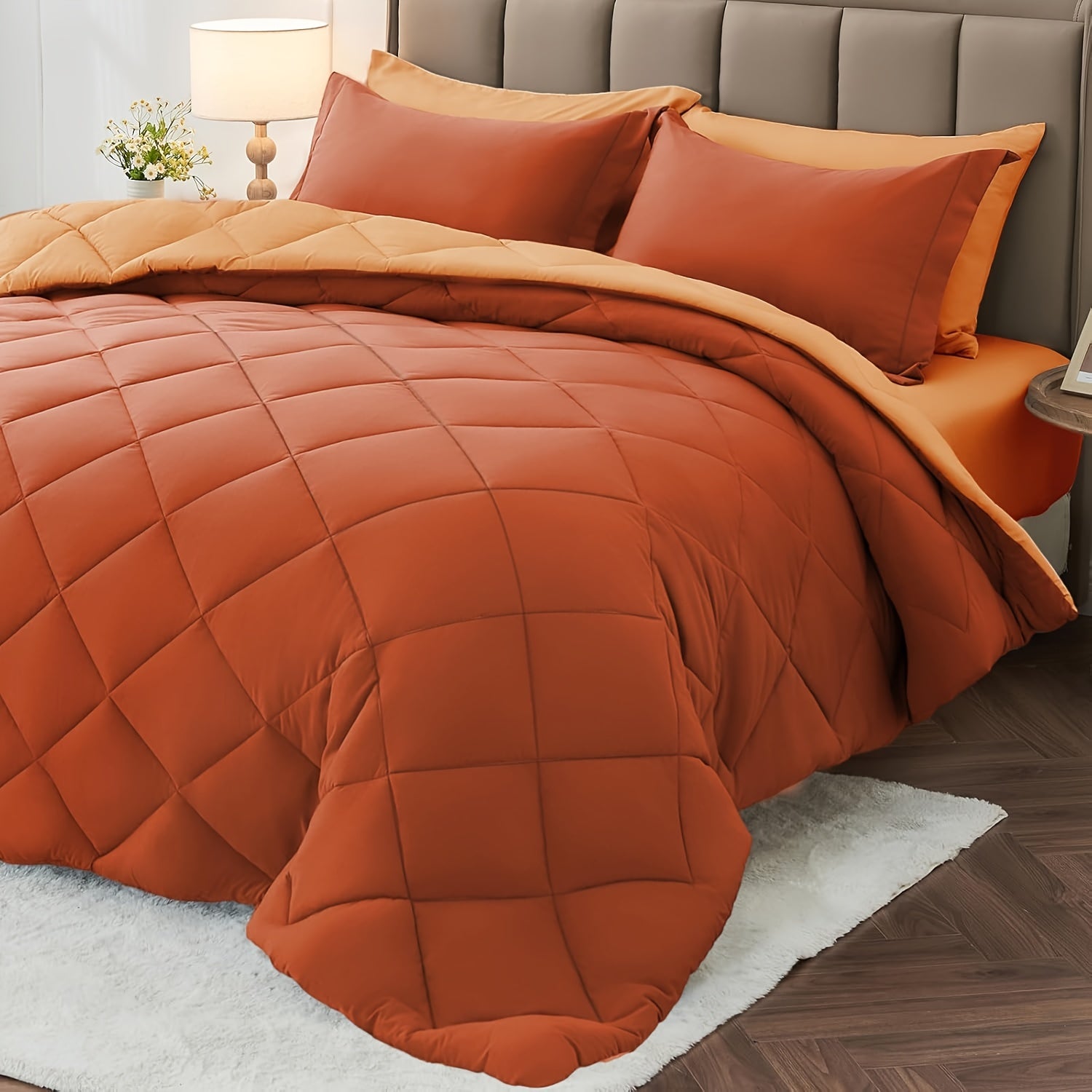3pcs Solid Colour Checkered Comforter Set - Soft Fabric, Lightweight, All-Season, Twin/Queen/King Size Bed In A Bag, Quilt Set with Breathable Fabric And Easy Care