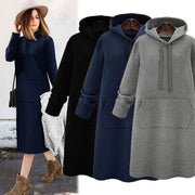 Sparkling Mid-Length Hooded Sweater Dress
