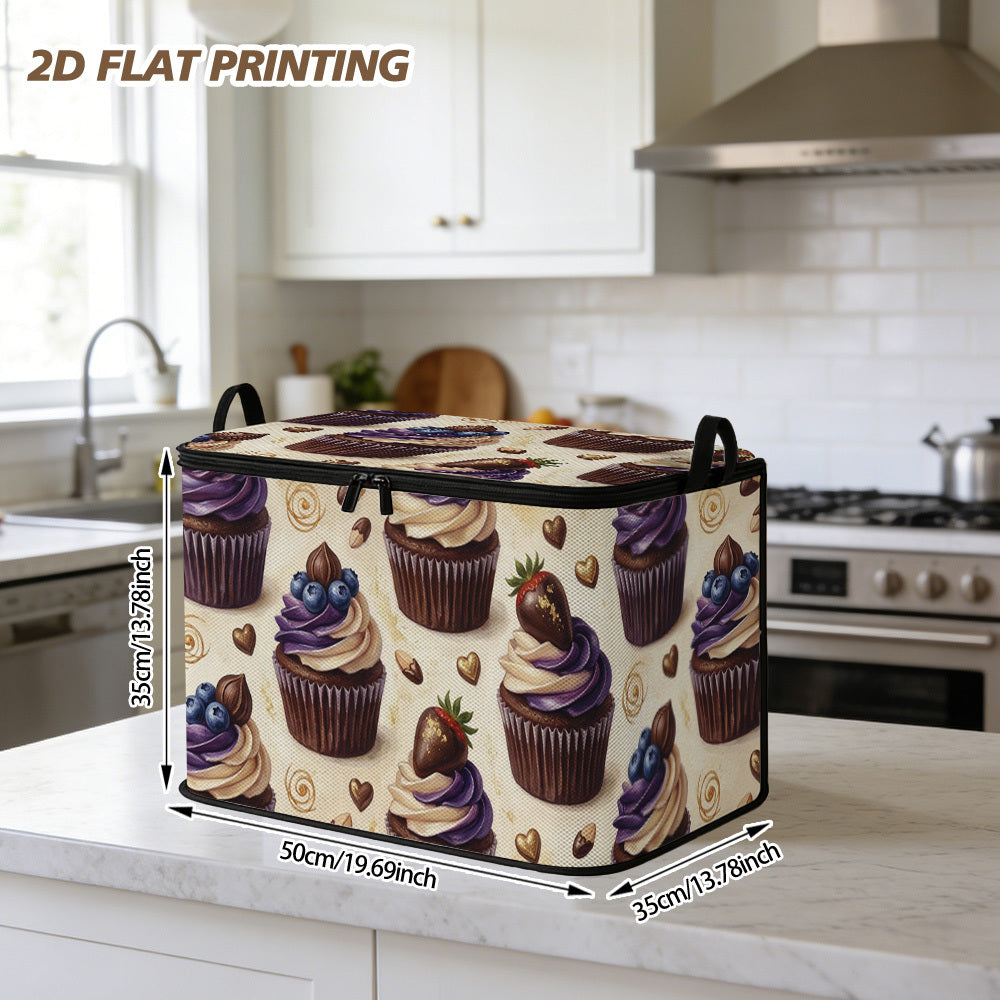 Cupcake‑Shaped Foldable Flip‑Top Laundry Basket with Fruit Lid – 2D Flat Print, Zippered Handles for Bathroom, Laundry or Bedroom