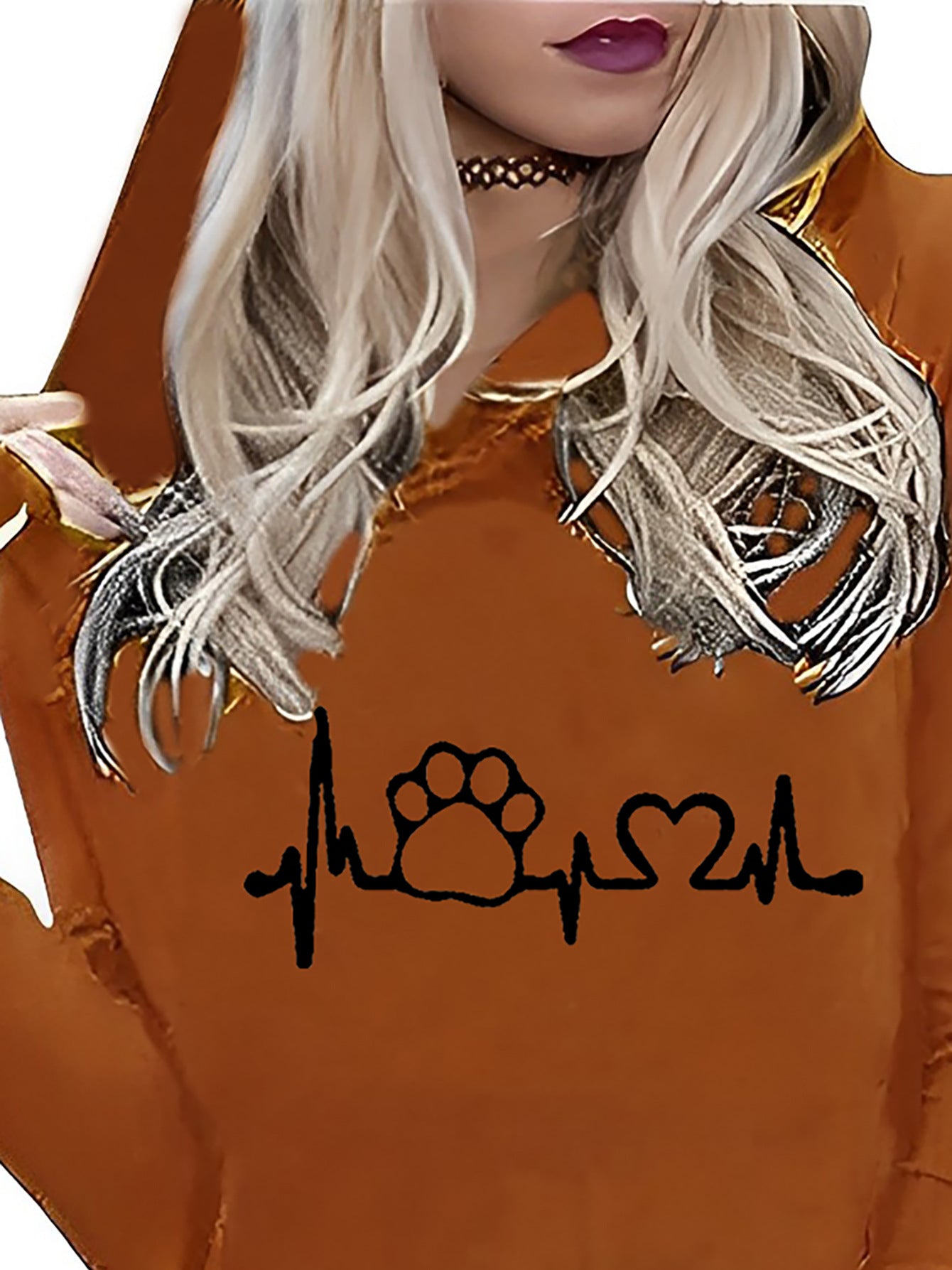 Chic Alphabet Embroidered Slim Fit Long Sleeve Hoodie