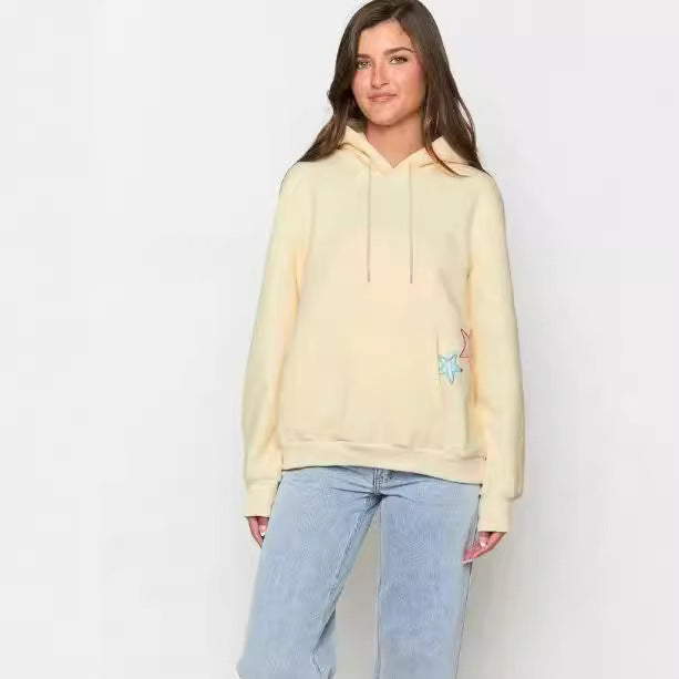 Cozy Brushed Hoodie with Graphic Print & Pockets