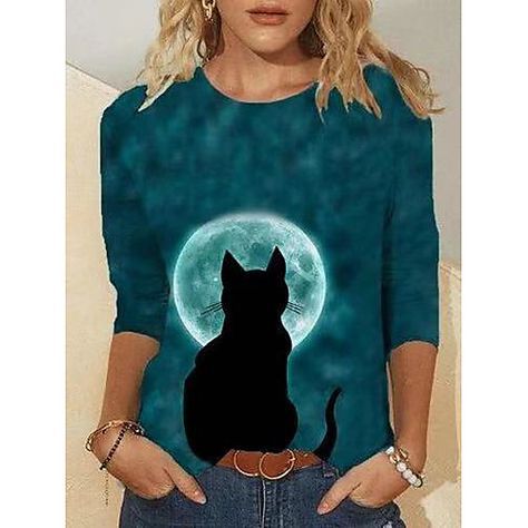 Women's 3D Print Loose Casual Round-Neck Autumn Sweater