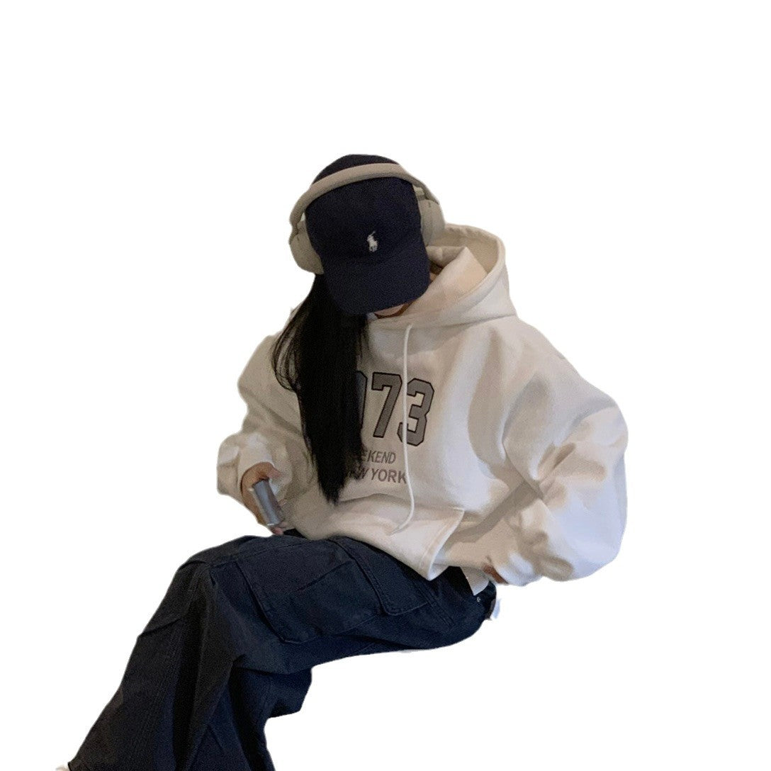 Cozy Fleece-Lined Letter Hoodie for Casual Everyday Wear