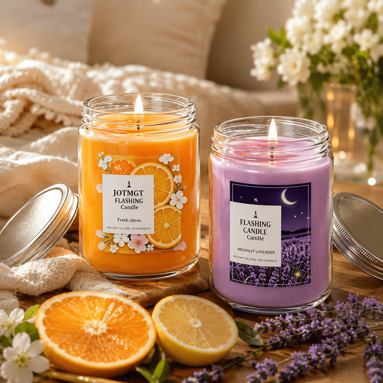 Luxury 4‑Pack Scented Candle Set – Summer Citrus, Lavender Night, Apple Orchard, Warm Spice