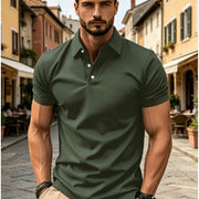 Olive Green Men's High-End Vintage Solid Polo Shirt