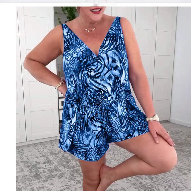 Chic Printed One-Piece Swimsuit for Beach & Pool