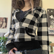 Women's Hooded Fur Collar Waist Zipper Coat