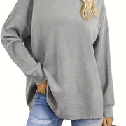Plus Size Women's Crewneck Sweatshirt, Waffle Plaid Fabric