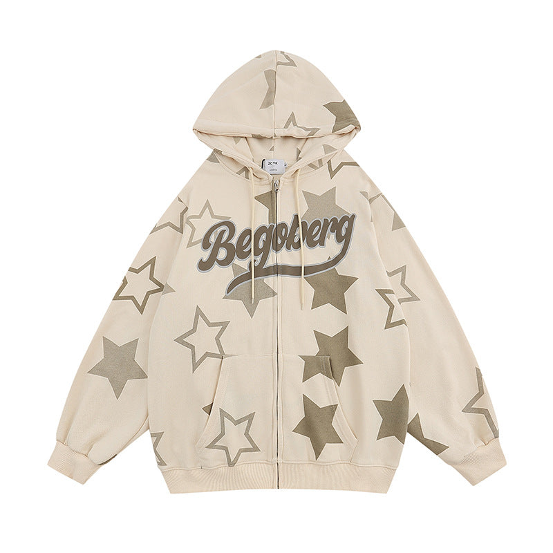 Retro XINGX Printed Brushed Zip-Up Hoodie