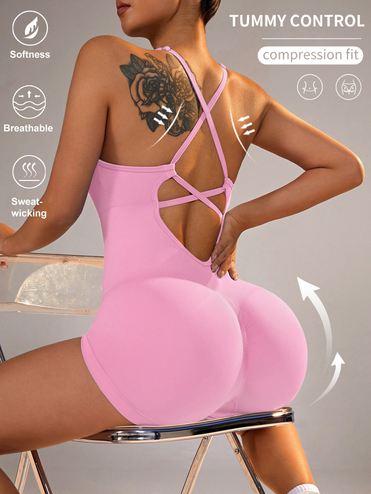 Women's Seamless One-Piece Yoga Romper for Fitness
