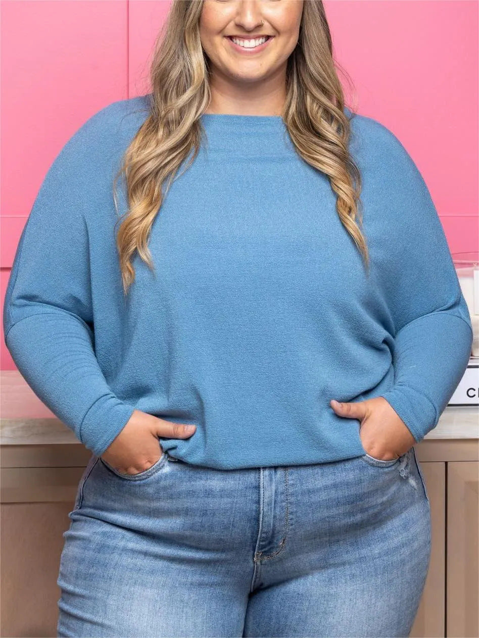 Plus Size Casual Batwing Sleeve Crewneck Sweater