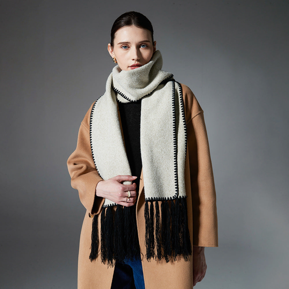 Stay Warm in Style with Double-Faced Woolen Scarf