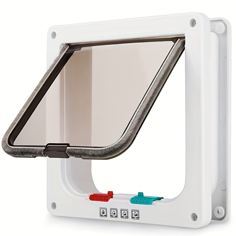 Large Cat Door With 4-way Locking System - Heavy-duty Weatherproof Pet Flap, Secure Locking Mechanism, Easy Installation For Interior/exterior Doors - Ideal For Multi-cat Households & Large Breeds -