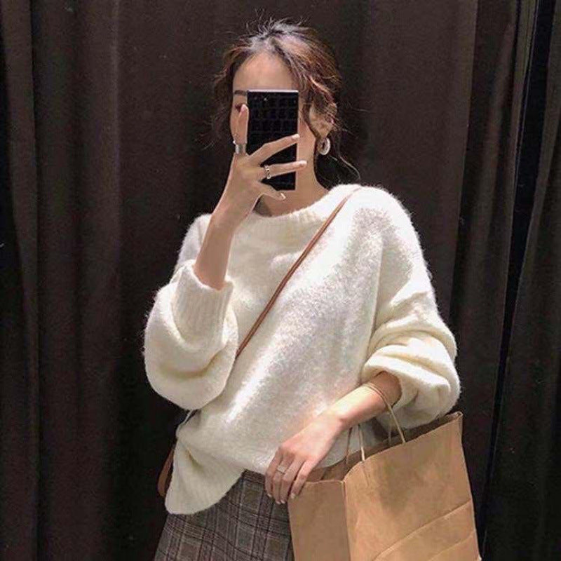 Korean-style Internet-famous Long-sleeve Alpaca Sweater for Women Loose Fit
