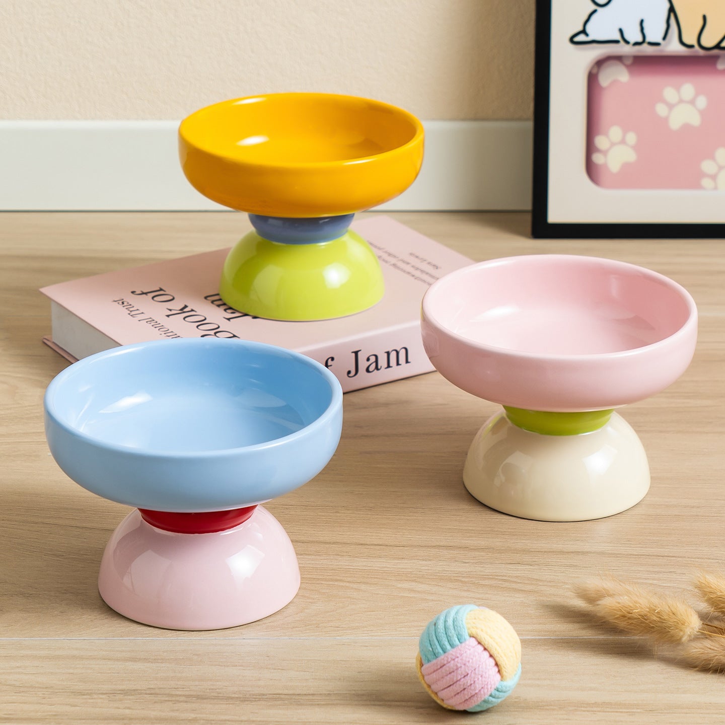 Color-Block Elevated Pet Bowl for Stylish Mealtime