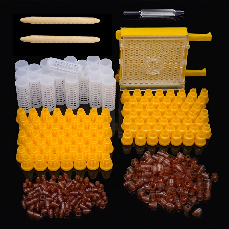 Queen Bee Raising Tool Set with Breeding Boxes, Rearing Sticks, Cell Stand and Protective Covers