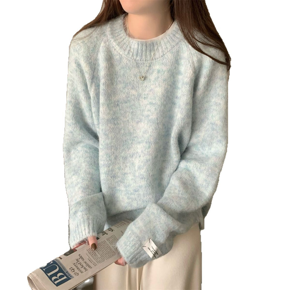 Korean-style Relaxed-fit Crewneck Pullover Sweater Loose Fit