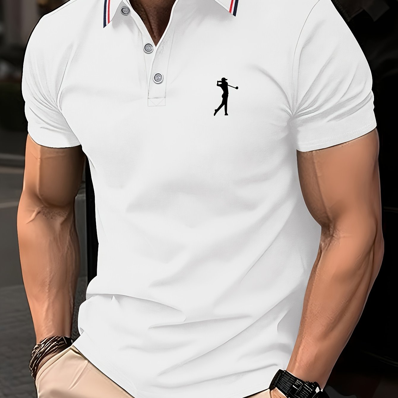 Short Sleeve Print Polo Shirt for Men