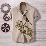 Comfortable Four-Way Stretch Wave-Print Short-Sleeve Cuban-Neck Shirt