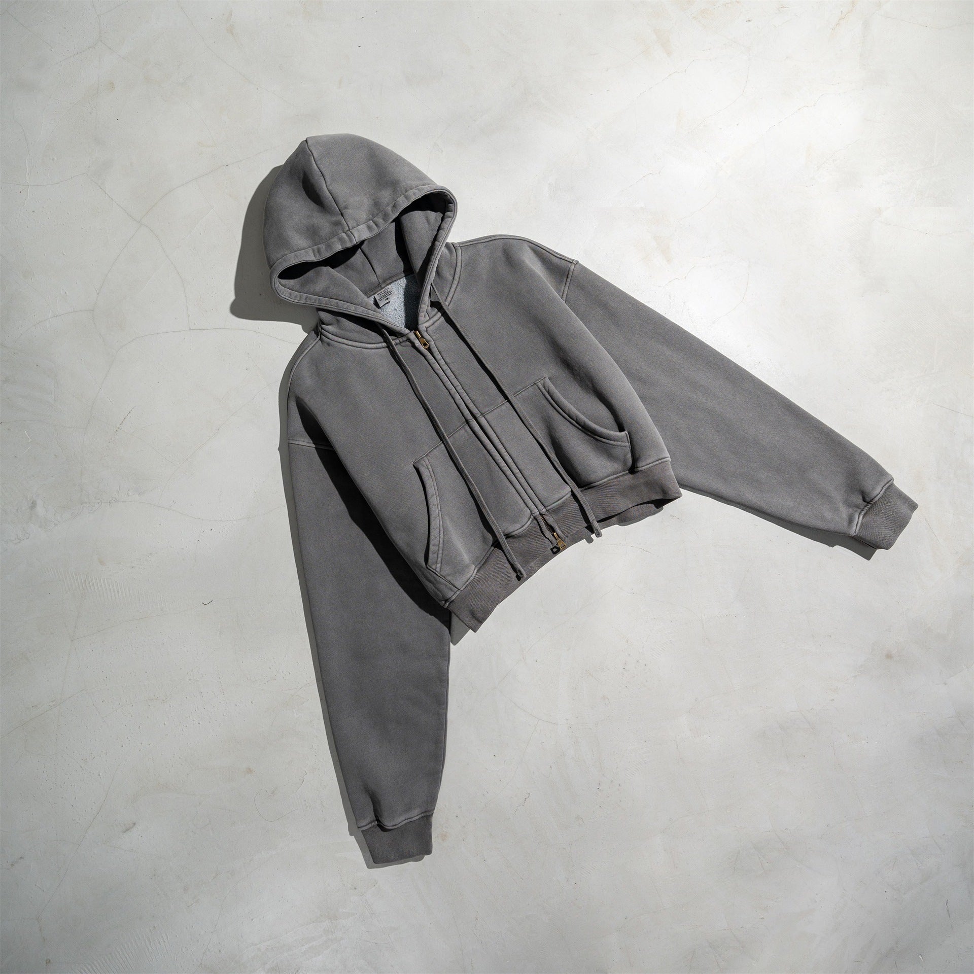 Retro Color Block Zip Hooded Sweater
