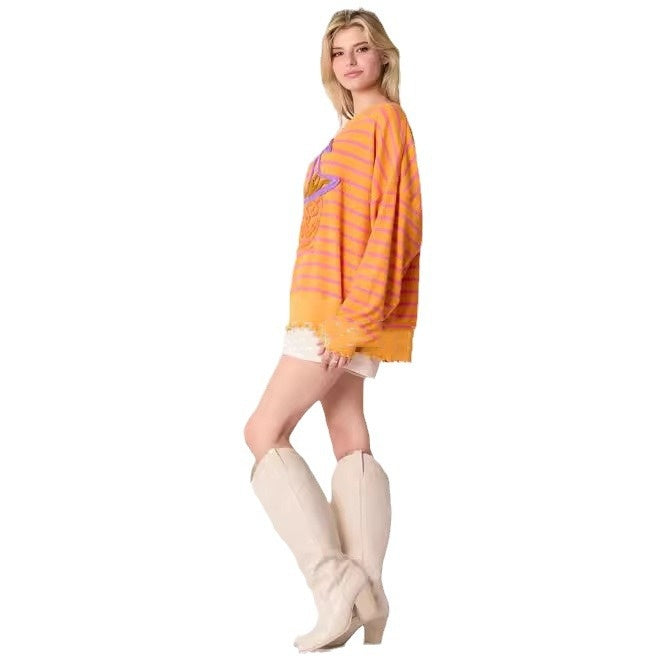 Women's Halloween Embroidered Casual Loose Sweater Top