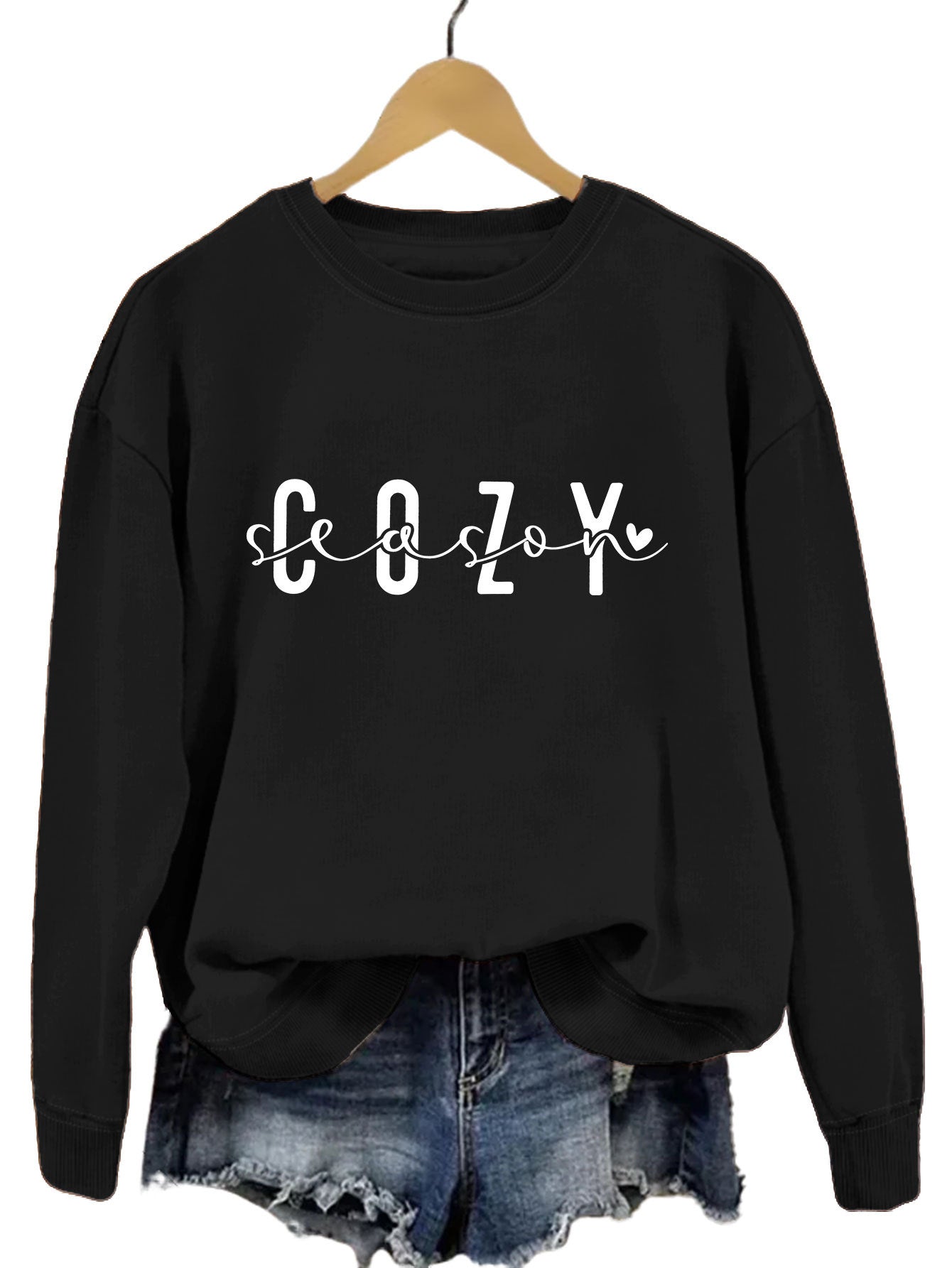 Cozy Autumn Crew Neck Print Pullover Sweater