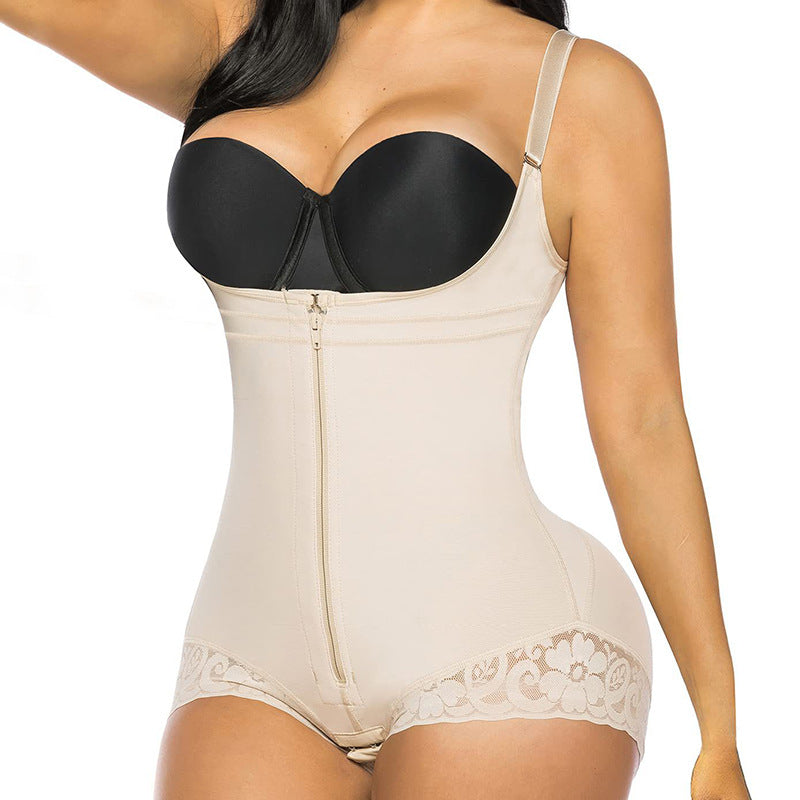 Body-shaping One-piece Shapewear With A Triangular Zipper