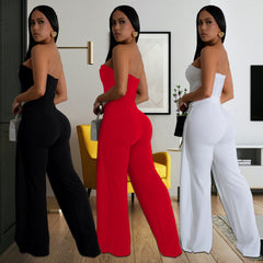 Sexy Backless Wide-Leg Tube Top Jumpsuit