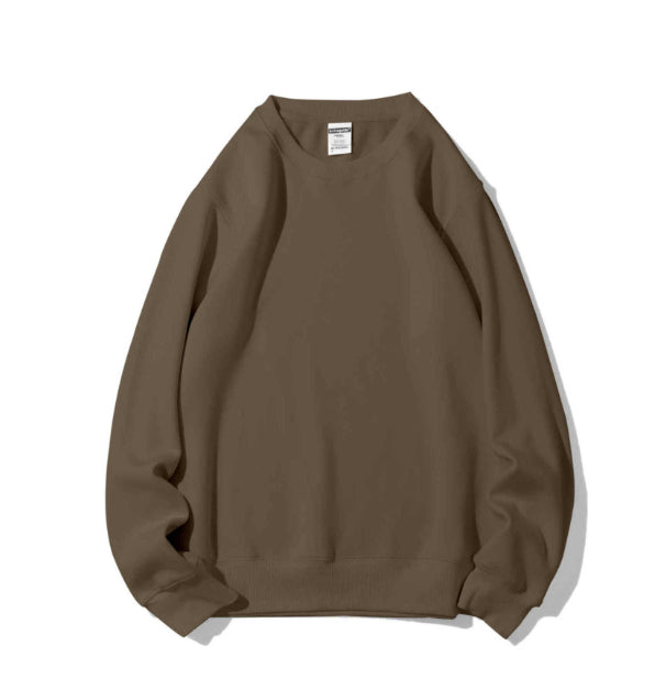 Cozy Fleece-Lined Long-Sleeve Candy Color Sweatshirt
