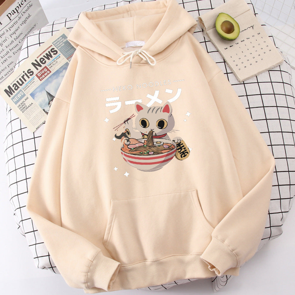 Cute Cat Print Women's Pullover Retro Sweatshirt