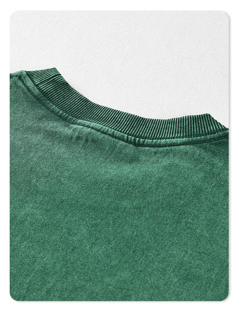 Solid Blank Ribbed Sleeve T Shirt