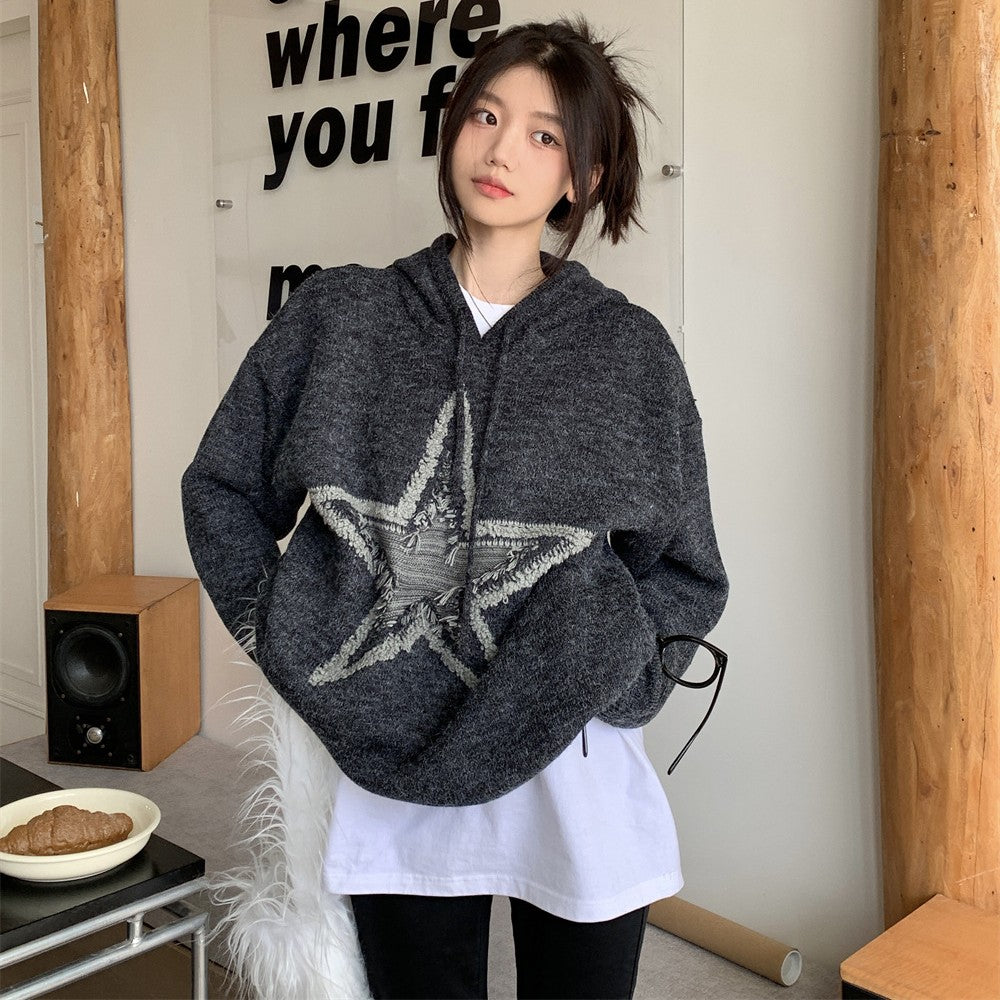 Autumn And Winter American Vintage Old Five-pointed Star Sweater