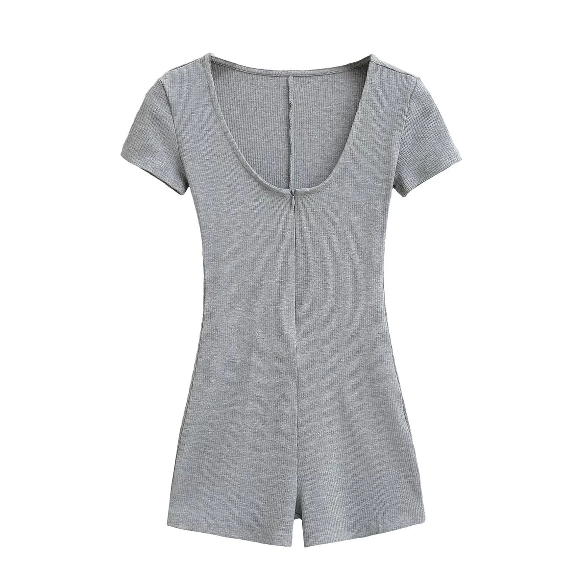 Ribbed Short Sleeve Fitness Yoga Jumpsuit