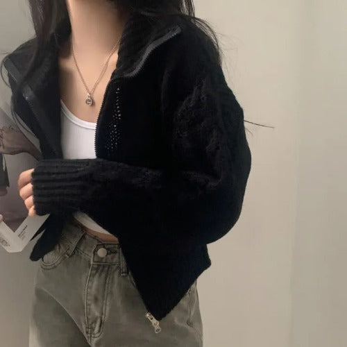Early Sweater Coat Slim Fit Slimming V-neck Long Sleeve Top