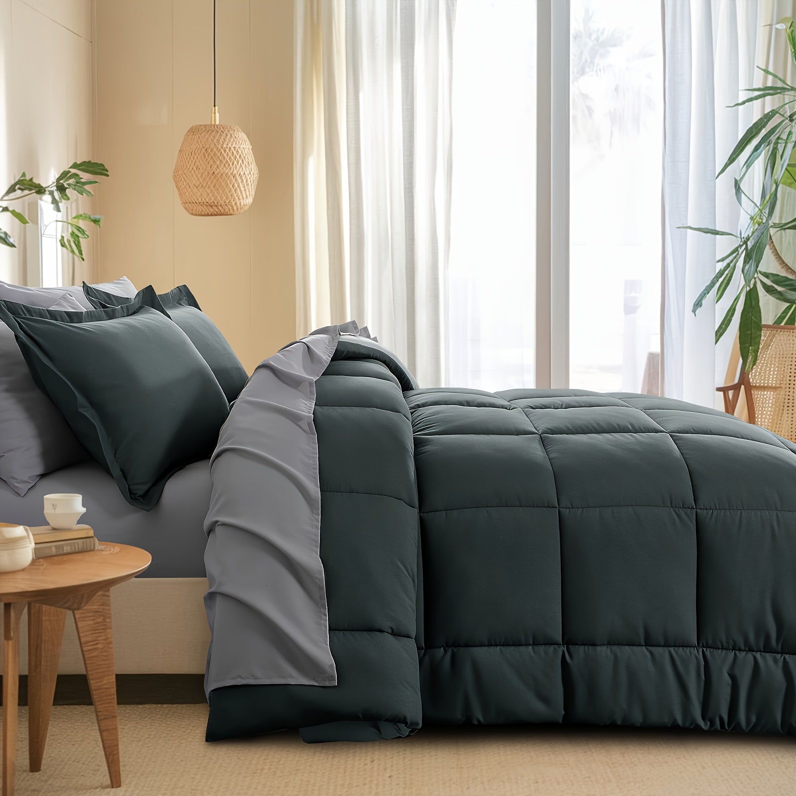 7pcs Ultra-Soft Bed In A Bag, Down Alternative Bedding Sets With All Season Quilted Comforter, Flat Sheet, Fitted Sheet, Pillowcases -Gifts For The Family And Friends