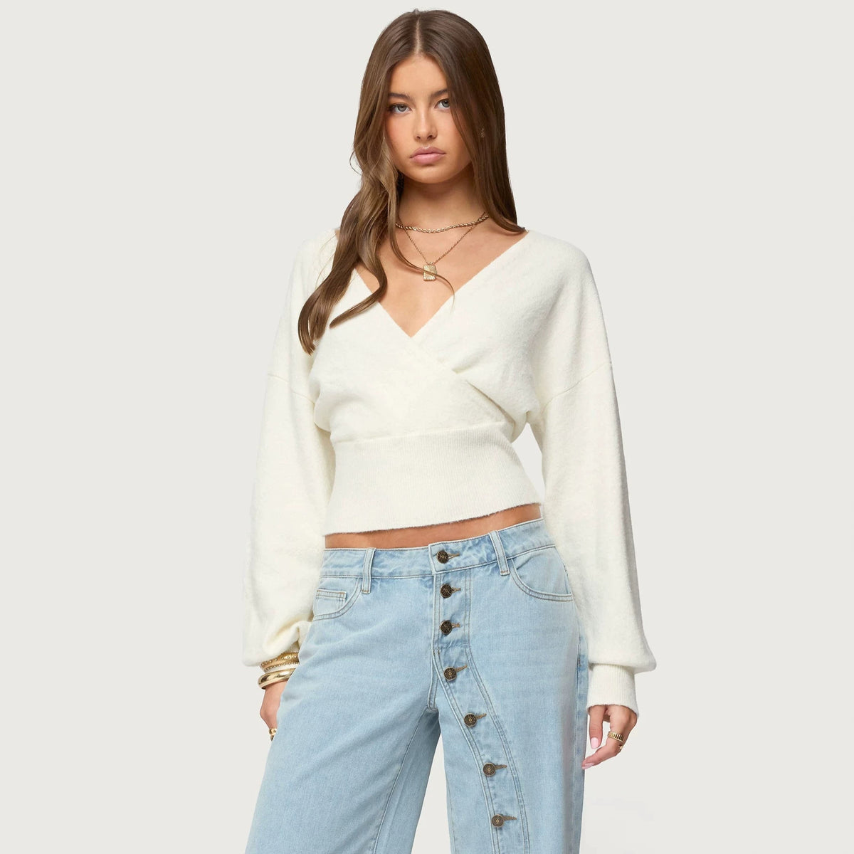 Womens Long Sleeved Knit Sweater