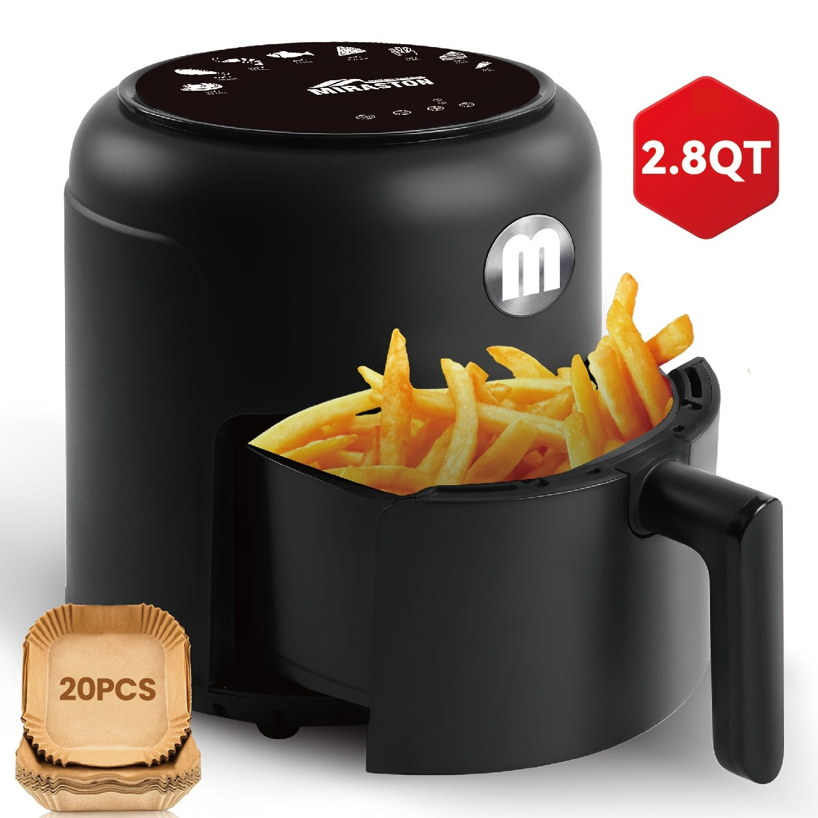 Air Fryer 6.5QT/2.8QT Air Fryer, Smart Touch Screen with Color Icons And Viewable Windows, 8 Presets Recipes & Manual Adjustments for Quick Easy Meals, Dishwasher-Safe, for Family, Party, Kitchen A...