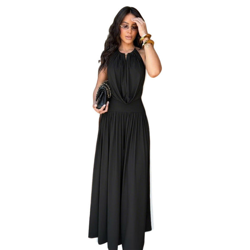 Chic V-Neck Halter Wide-Leg Two-Piece Set