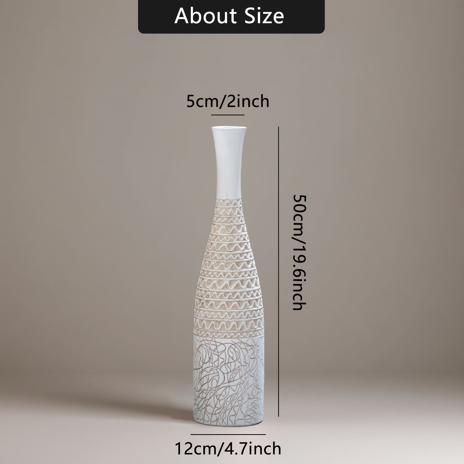 [Large Resin Vase] Large Resin Vase Classic Striped Pattern Floor Vase, Pampas Grass Floor Vase, Versatile Autumn Decorative Vase, Suitable for Living Room/Kitchen/Bedroom/Office/Hotel Decoration…