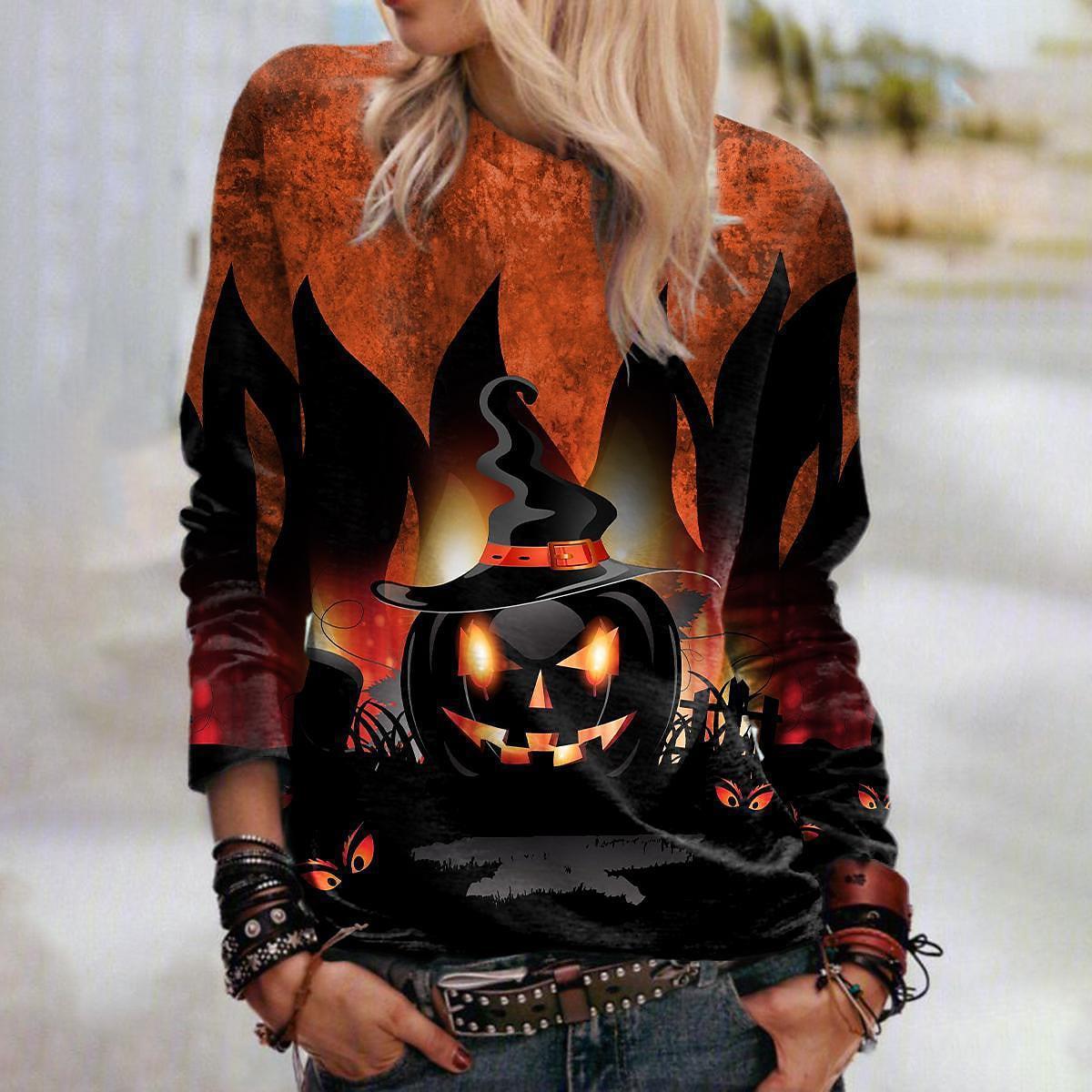 Women's Halloween Graphic Crew Neck Sweatshirt