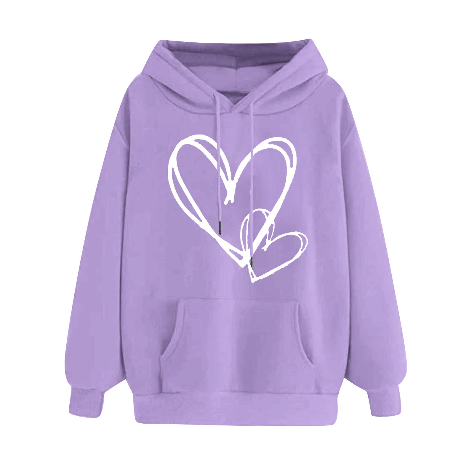Matching Heart Print Long-Sleeve Couple Hoodies