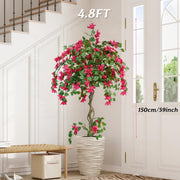 Artificial bougainvillea tree with twisted trunk and vibrant pink blooms