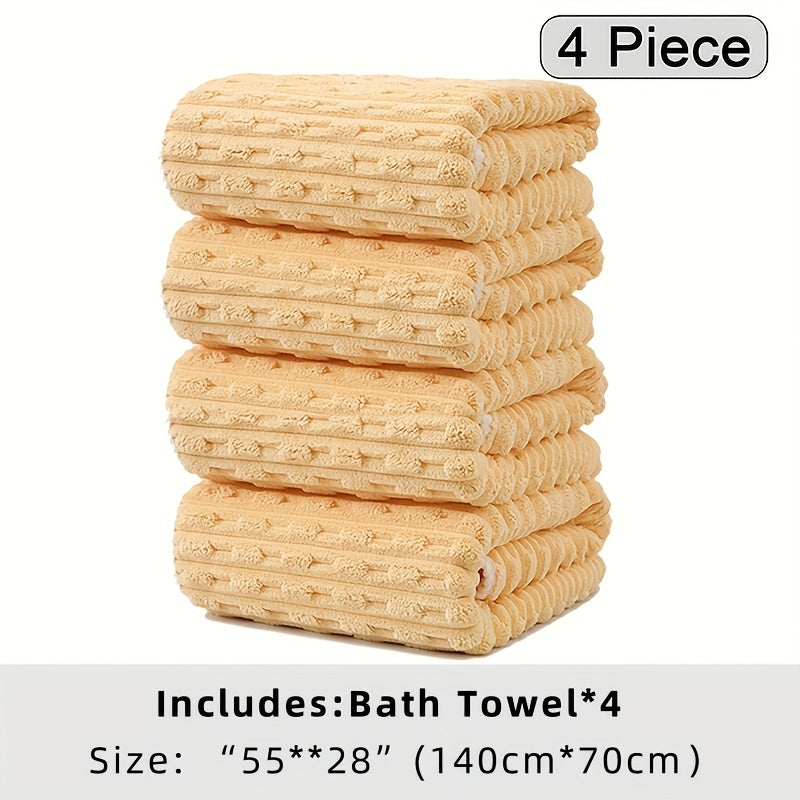 4-Pack Waffle Weave Super Soft Bath Towels, Ultra Absorbent Quick-Dry Microfiber Towels for Adults, Soft Textile & Travel Towels, Durable for Daily Use - 80% Polyester, 20% Nylon