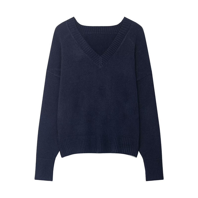 Pure and Alluring Sweater Womens Autumnwinter Long-sleeve Soft V-neck Knit Top