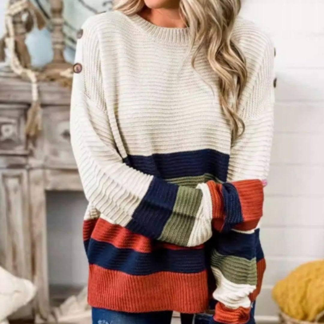 Women's Contrast Half-Turtleneck Knit Sweater