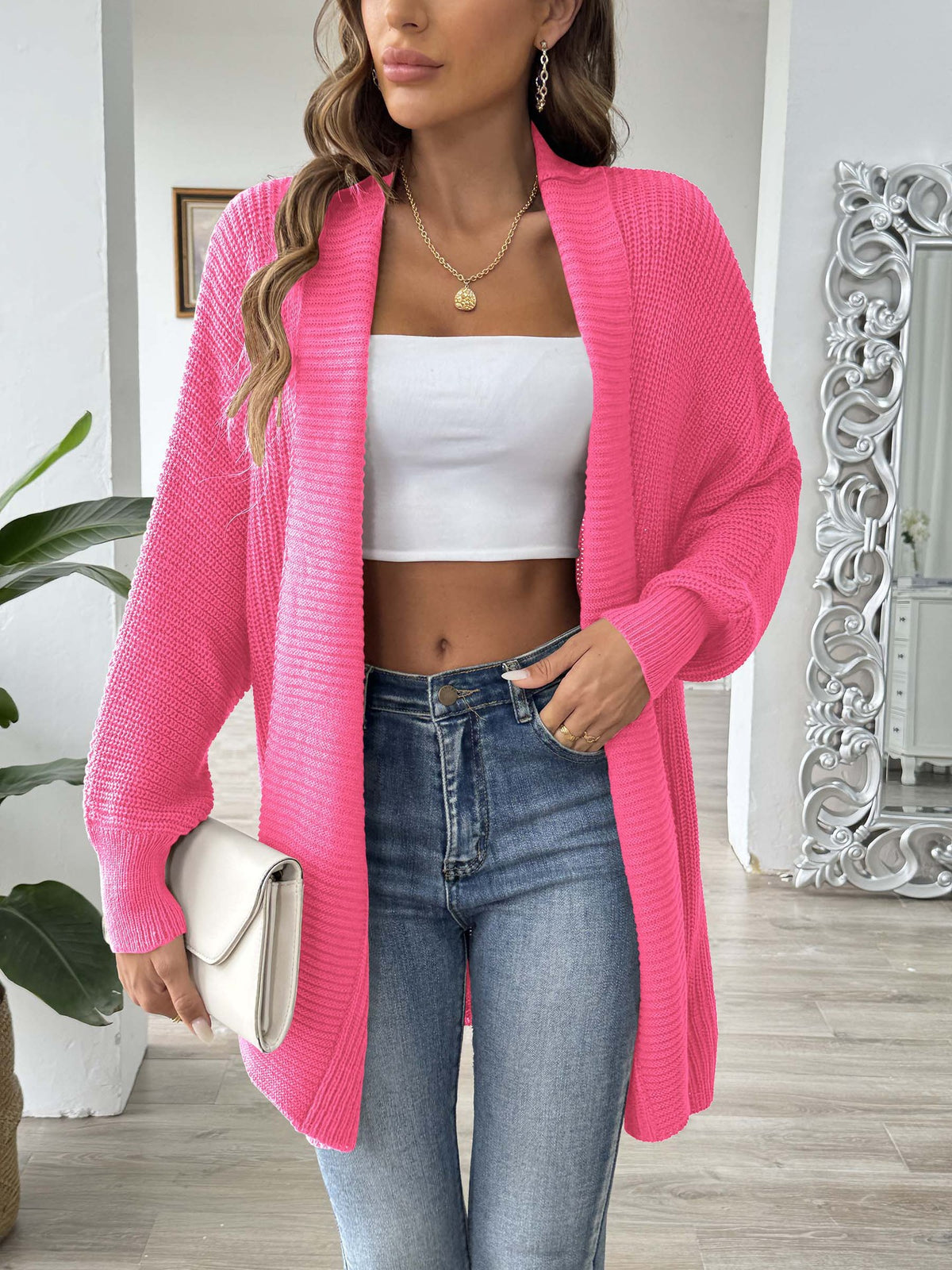 European and American Women's Clothing Simple Loose Sweater Cardigan Multicolor