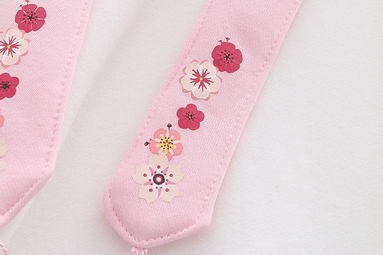 Plum Blossom Print Fleece Hooded Sweatshirt